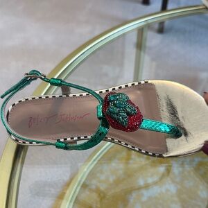 Betsey Johnson Emerald and Red Embellished Sandal